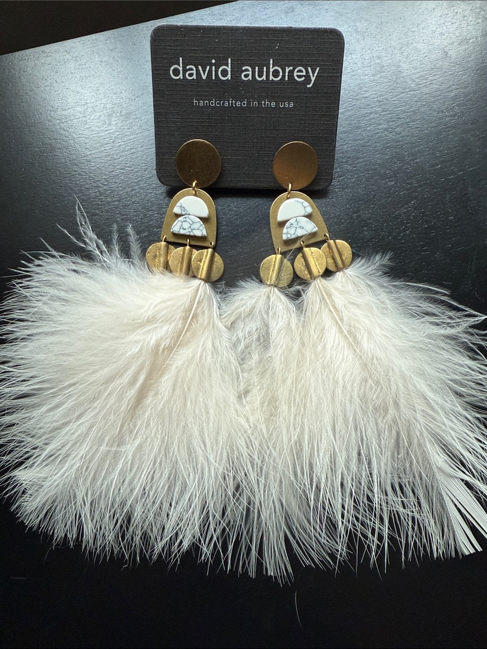 David Aubrey Feather Earrings with Gold Accents